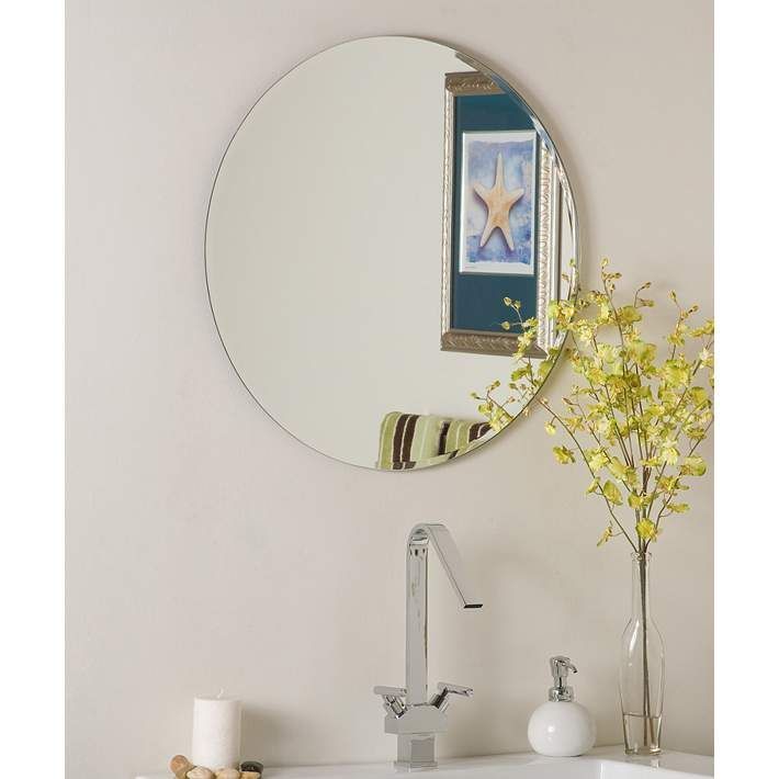 Ophelia 23 1/2" Round Frameless Beveled Wall Mirror – #58m70 | Lamps Intended For Thornbury Oval Bevel Frameless Wall Mirrors (View 14 of 15)