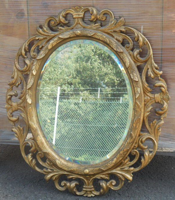 Ornate Gilt Framed Oval Hanging Wall Mirror With Regard To Nickel Framed Oval Wall Mirrors (View 15 of 15)