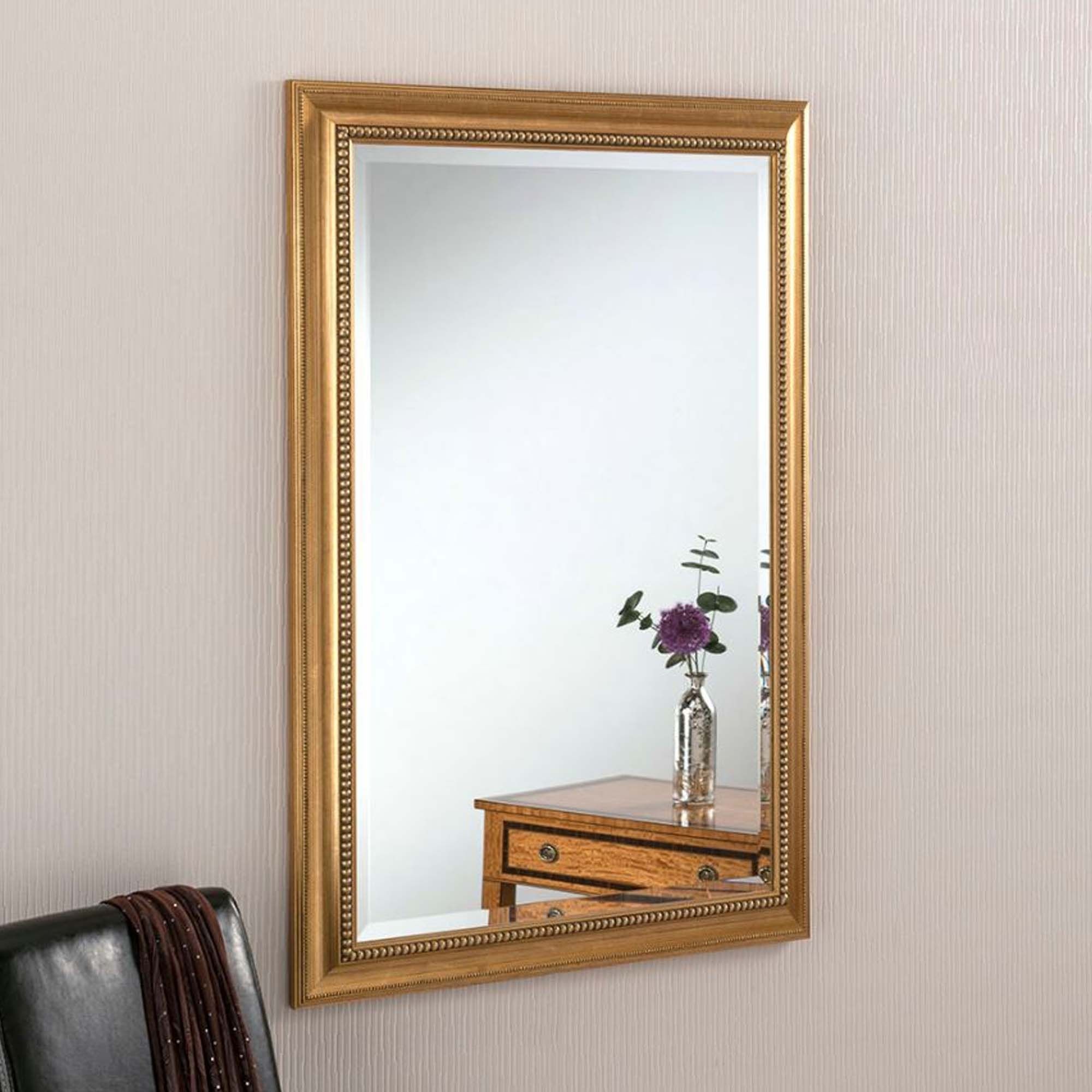 Ornate Gold Beaded Rectangular Wall Mirror | Decor | Homesdirect365 Pertaining To Dark Gold Rectangular Wall Mirrors (View 11 of 15)