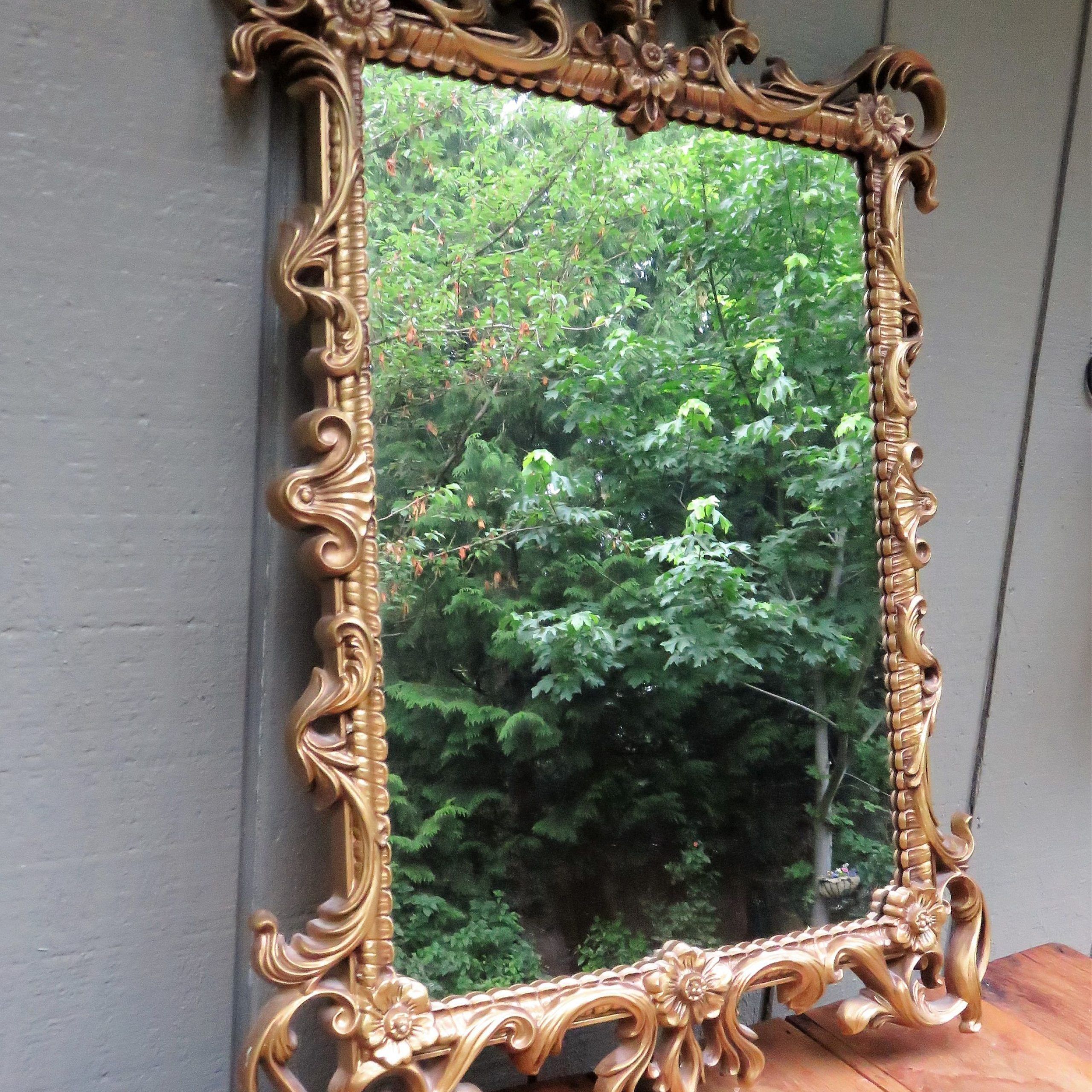 Ornate Gold Framed Mirror, Dart Syroco Style Mirror, Gold Plastic Wall Intended For Gold Decorative Wall Mirrors (View 5 of 15)