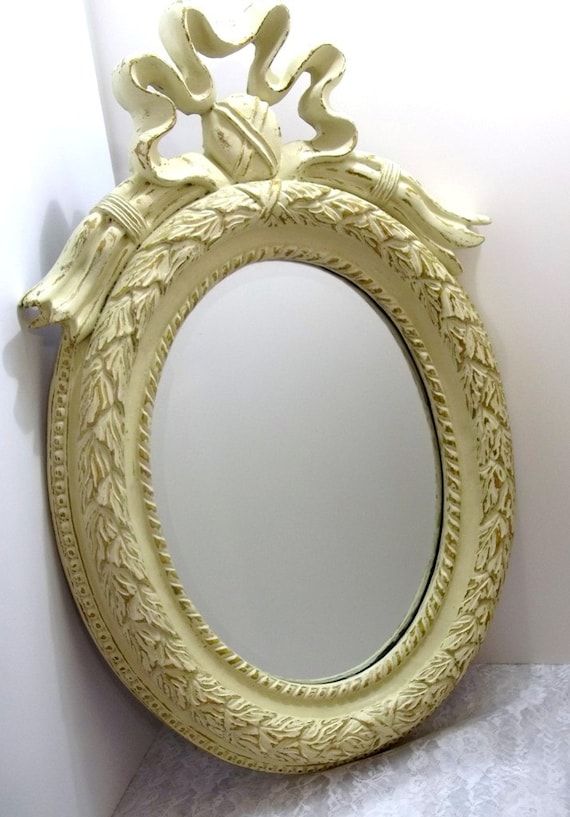 Ornate Vintage Oval Beveled Wall Mirror Antiquedondilights Regarding Oval Beveled Wall Mirrors (View 8 of 15)