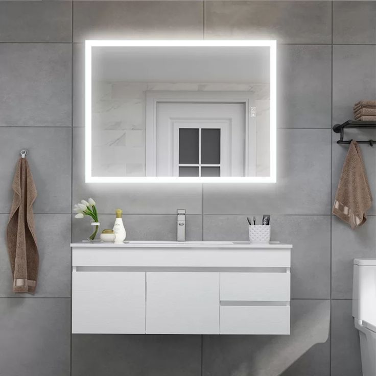Orren Ellis Aleck Modern Frameless Lighted Bathroom Mirror & Reviews In Modern & Contemporary Beveled Overmantel Mirrors (View 5 of 15)
