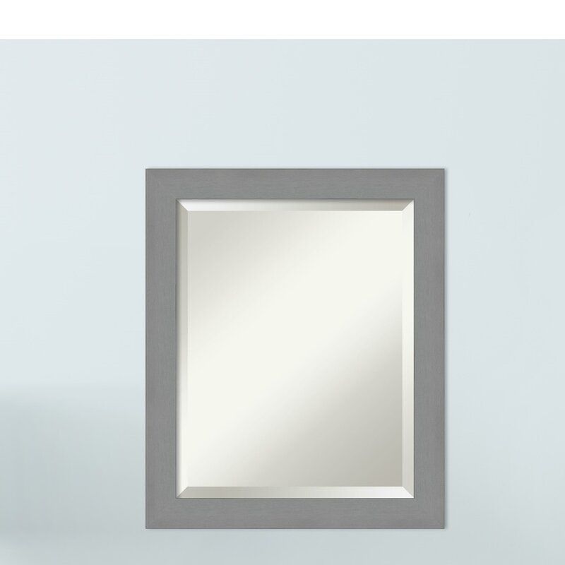 Orren Ellis Kallas Brushed Nickel Beveled Wall Mirror & Reviews With Regard To Hogge Modern Brushed Nickel Large Frame Wall Mirrors (View 13 of 15)
