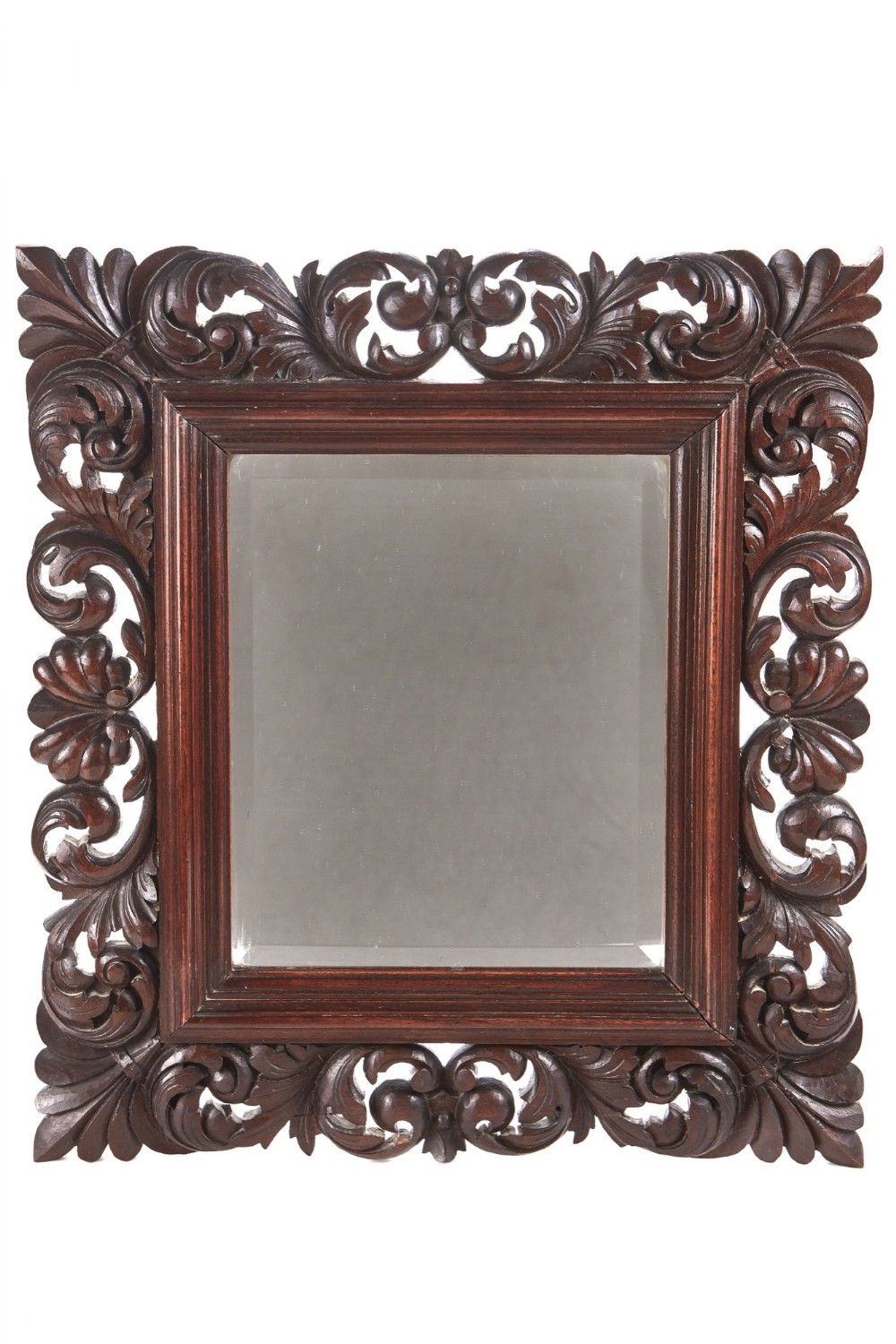 Outstanding Quality Antique Carved Walnut Wall Mirror | 587712 Regarding Walnut Wall Mirrors (View 7 of 15)