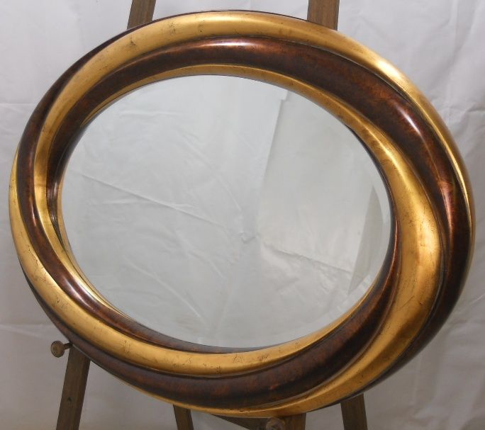 Oval Frame Gilt & Bronze Two Tone Hanging Wall Mirror – Sold Pertaining To Two Tone Bronze Octagonal Wall Mirrors (View 4 of 15)