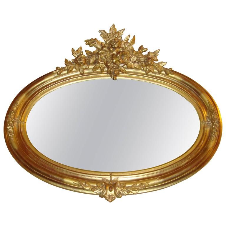 Oval Gilt Wooden Over The Mantle Or Wall Mirror For Sale At 1stdibs Throughout Wooden Oval Wall Mirrors (View 14 of 15)