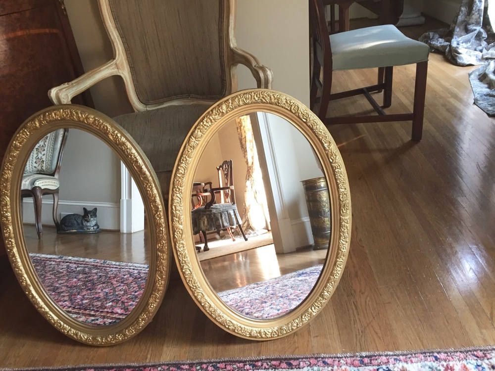 Oval Gold Gesso Mirror, Vintage Hollywood Regency Mirror, French For Yatendra Cottage/country Beveled Accent Mirrors (View 7 of 15)