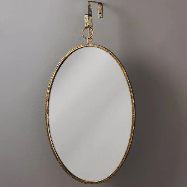 Oval Hooked Mirror, Gold, Metal, Mirror, 26"hx16"w | Oval Wall Mirror Regarding Gold Metal Framed Wall Mirrors (View 15 of 15)
