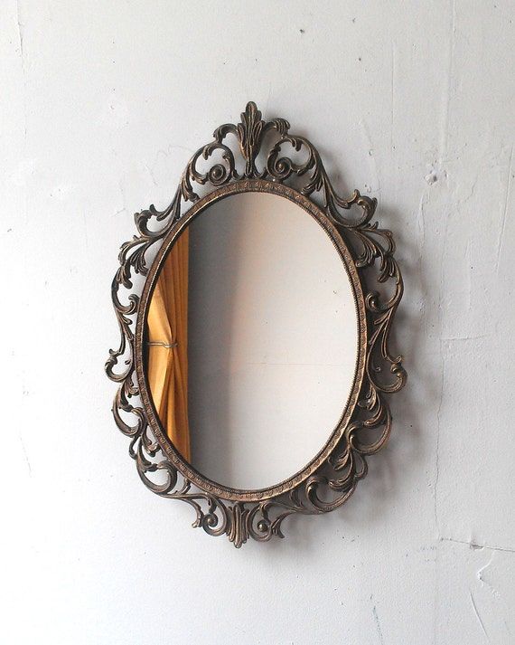 Oval Princess Mirror In Vintage Metal Italysecretwindowmirrors With Antique Aluminum Wall Mirrors (View 1 of 15)