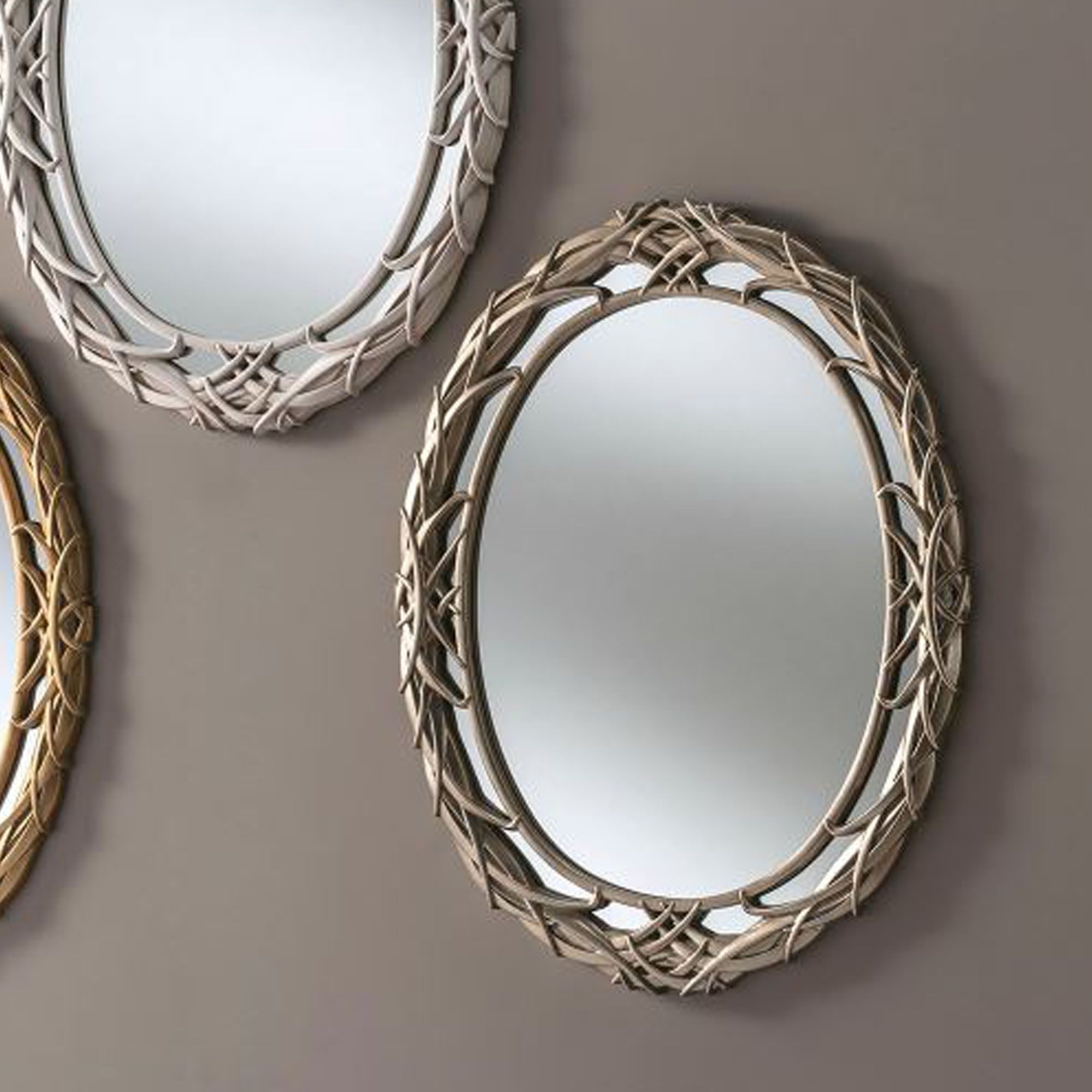 Oval Silver Decorative Wall Mirror | Mirrors | Homesdirect365 Throughout Nickel Framed Oval Wall Mirrors (View 6 of 15)