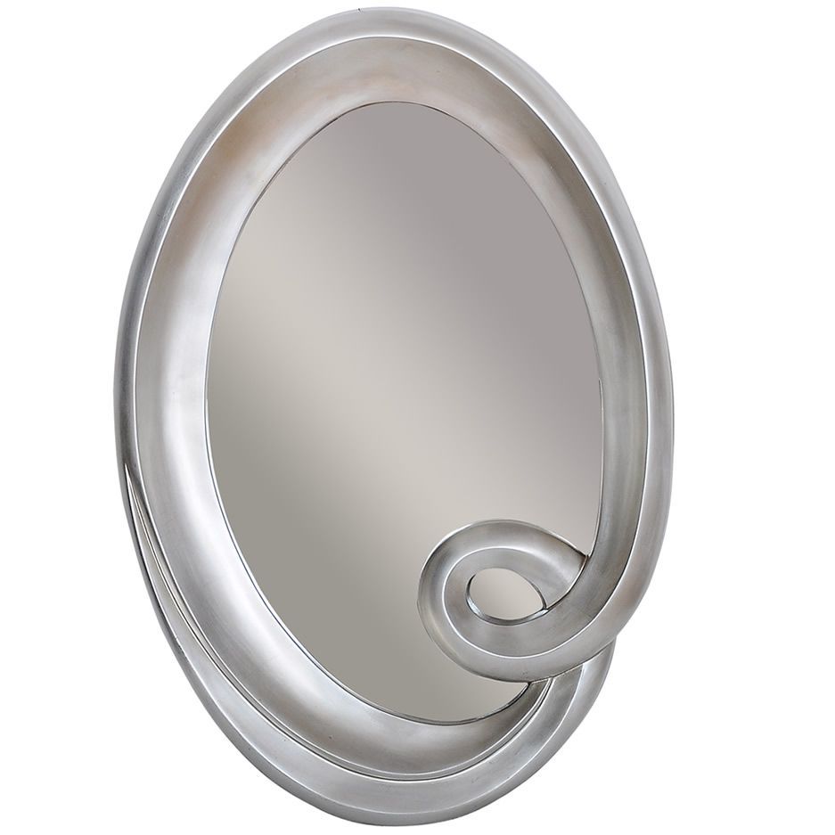 Oval Swirl Mirror | Mirror, Silver Framed Mirror, Silver Swirl With Gold Leaf And Black Wall Mirrors (View 7 of 15)