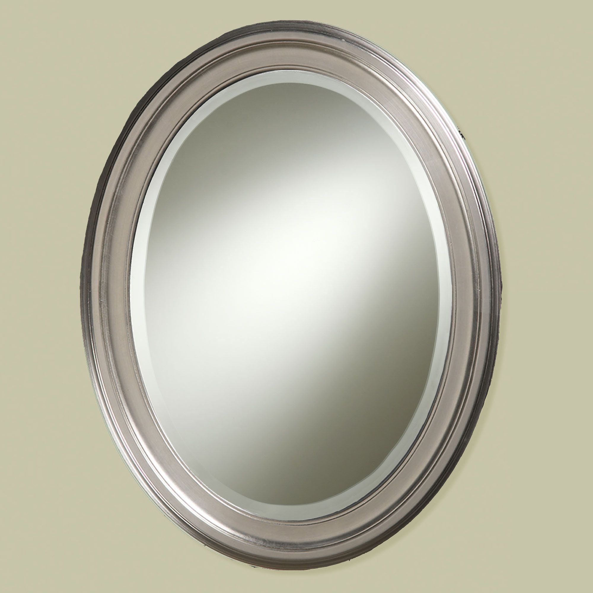Oval Wall Mirrors | Mirrors Uk With Stylish Loree Brushed Nickel Finish In Brushed Nickel Octagon Mirrors (View 2 of 15)