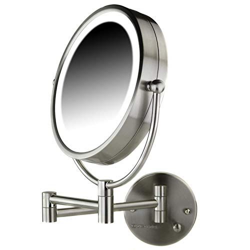 Ovente Lighted Wall Mount Mirror, 8.5 Inch, Dual Sided 1x/7x Pertaining To Single Sided Polished Nickel Wall Mirrors (Photo 5 of 15)
