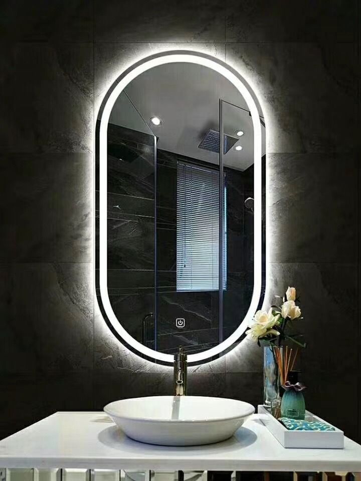 Over Shape Bathroom Mirror,led Illuminate Mirror | Led Mirror Bathroom Within Back Lit Oval Led Wall Mirrors (View 1 of 15)