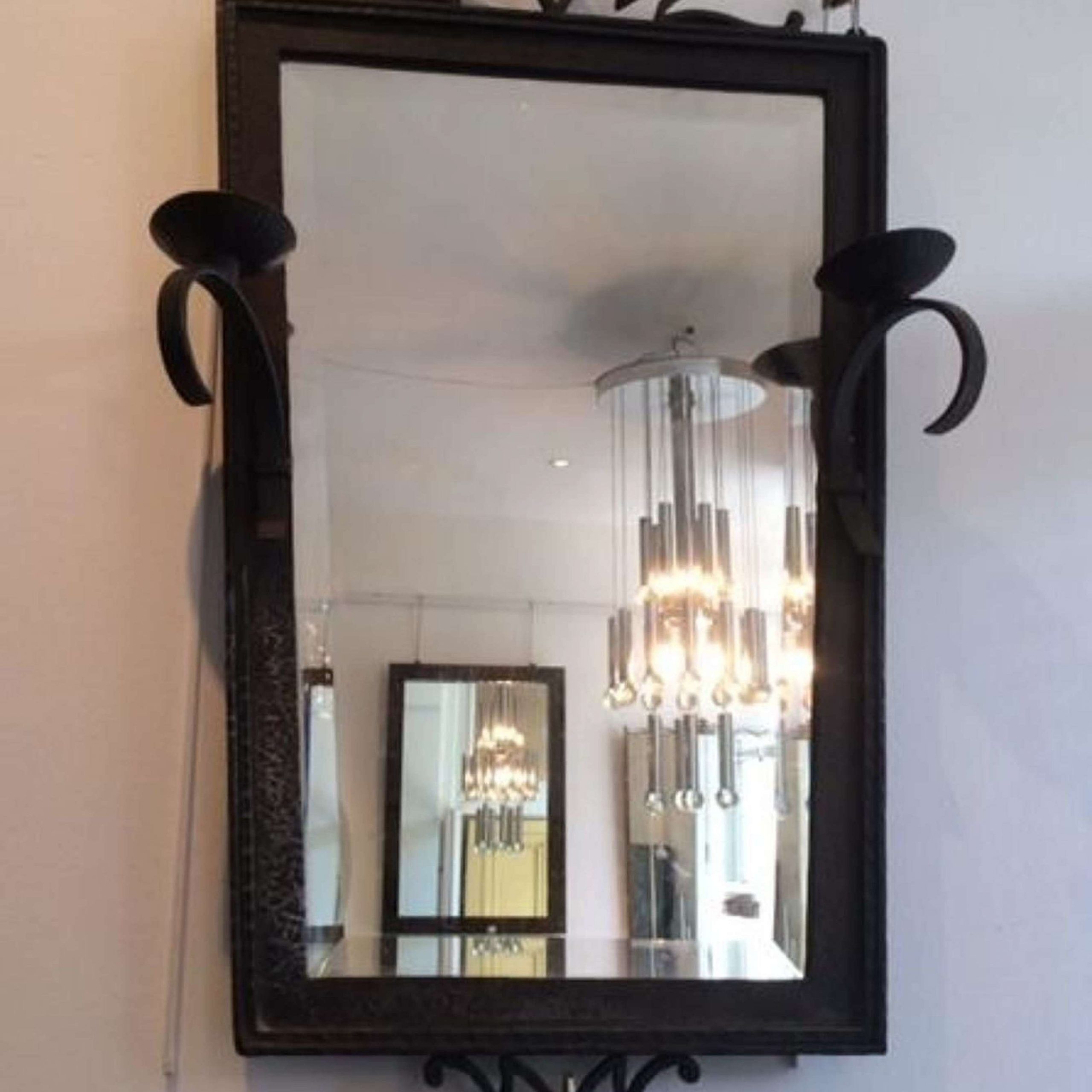 Pair Of Wrought Iron Framed Mirrors In Antique Wall Mirrors For Iron Frame Handcrafted Wall Mirrors (View 11 of 15)
