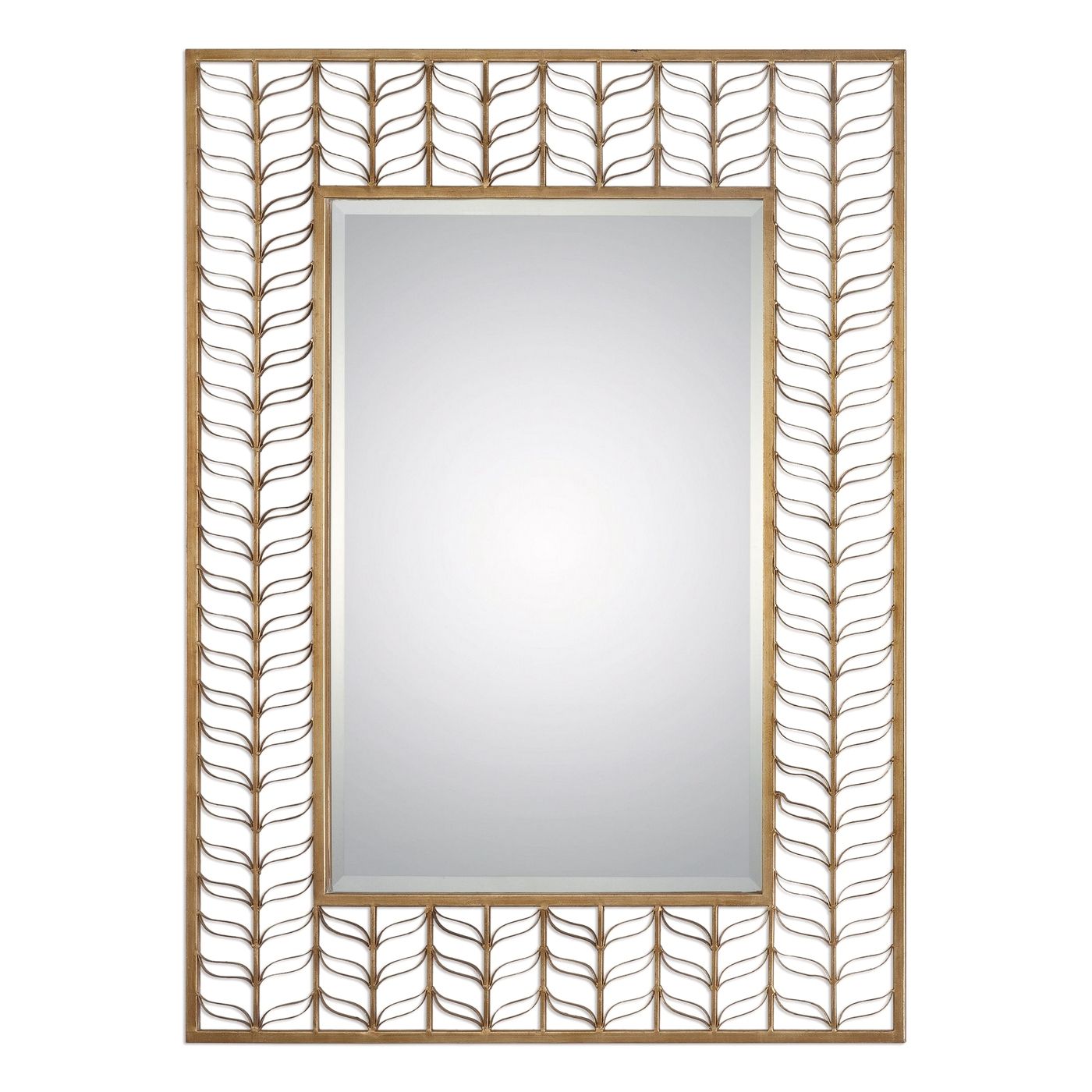 Phyllida Artistic Rectangular Mirror With Gold Leaf Pattern Metal Frame Throughout Butterfly Gold Leaf Wall Mirrors (View 2 of 15)