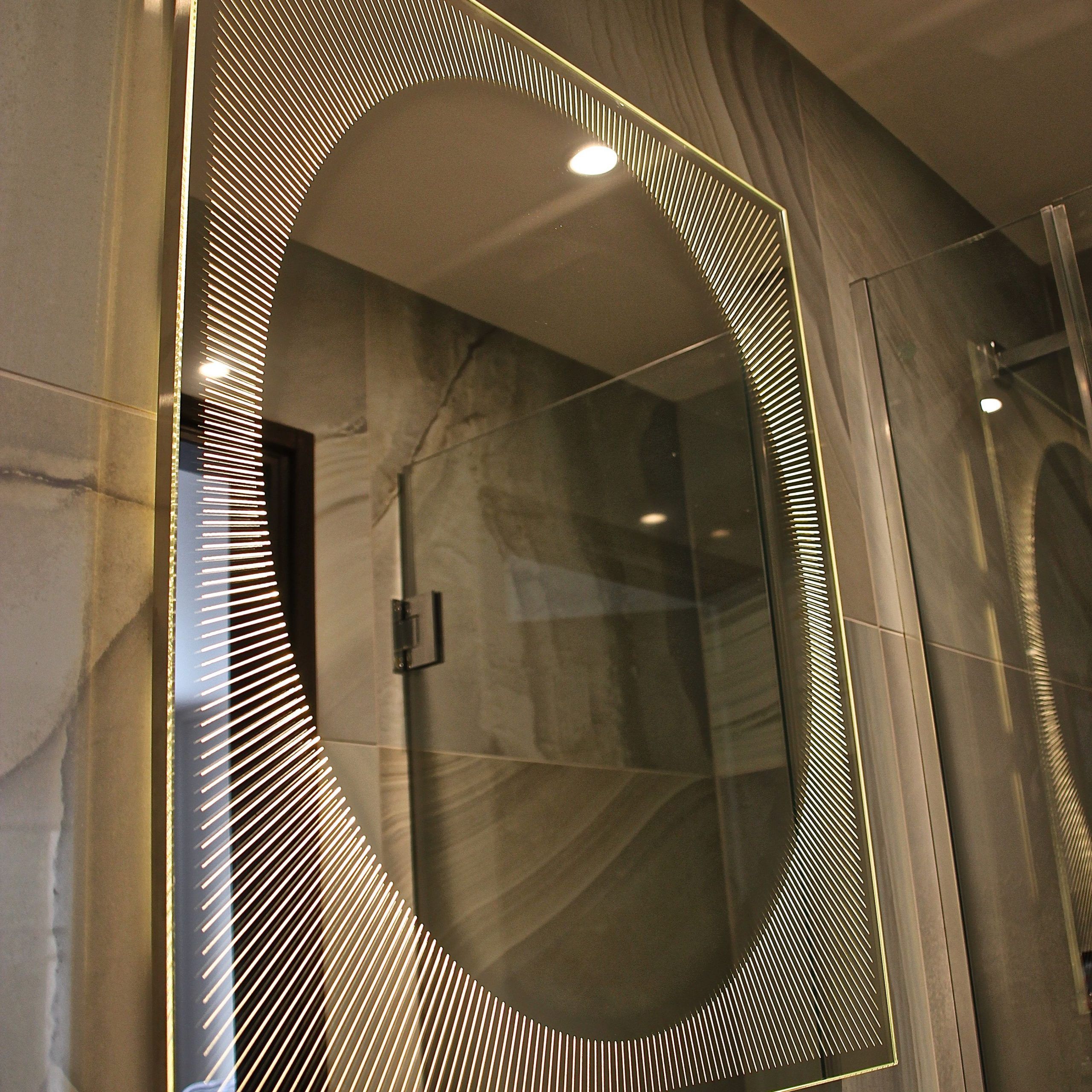Pin On Back Illuminated Bathroom Mirrors Pertaining To Rounded Cut Edge Wall Mirrors (View 6 of 15)