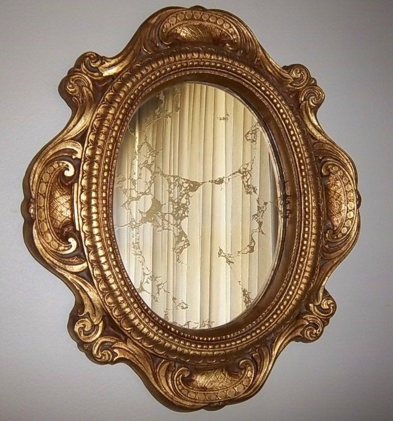Plaster Ornate Gold Leaf Mirror | Etsy Intended For Butterfly Gold Leaf Wall Mirrors (View 6 of 15)