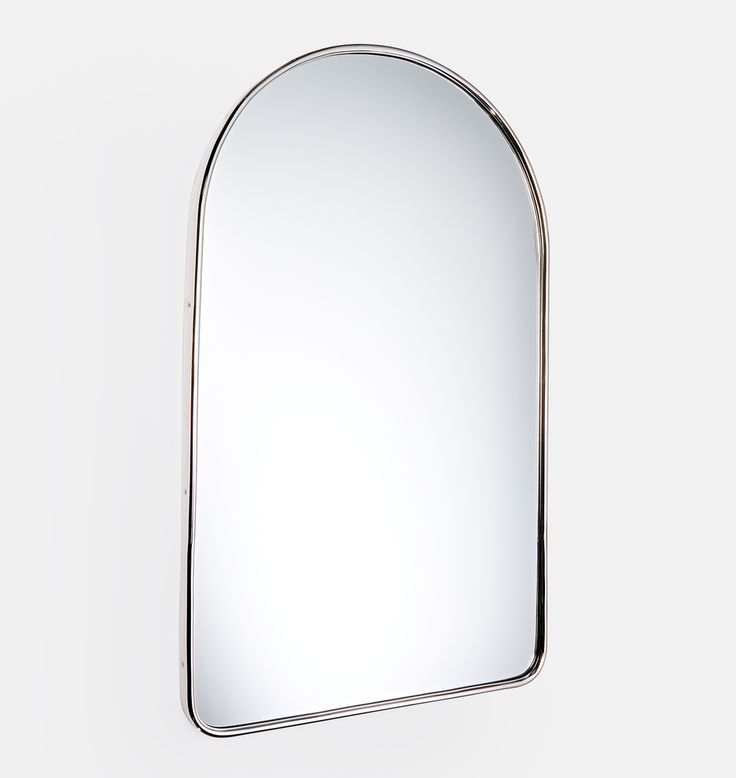 Polished Nickel Arched Metal Framed Mirror | Rejuvenation | Metal Frame Inside Nickel Framed Oval Wall Mirrors (View 14 of 15)