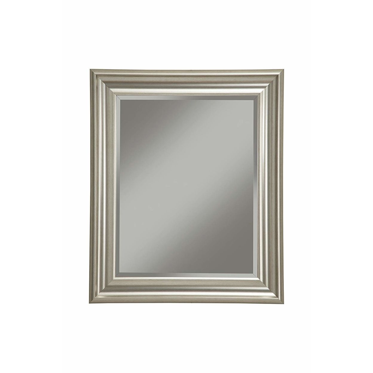 Polystyrene Framed Wall Mirror With Beveled Glass, Champagne Silver In Intended For Silver Beveled Wall Mirrors (View 12 of 15)