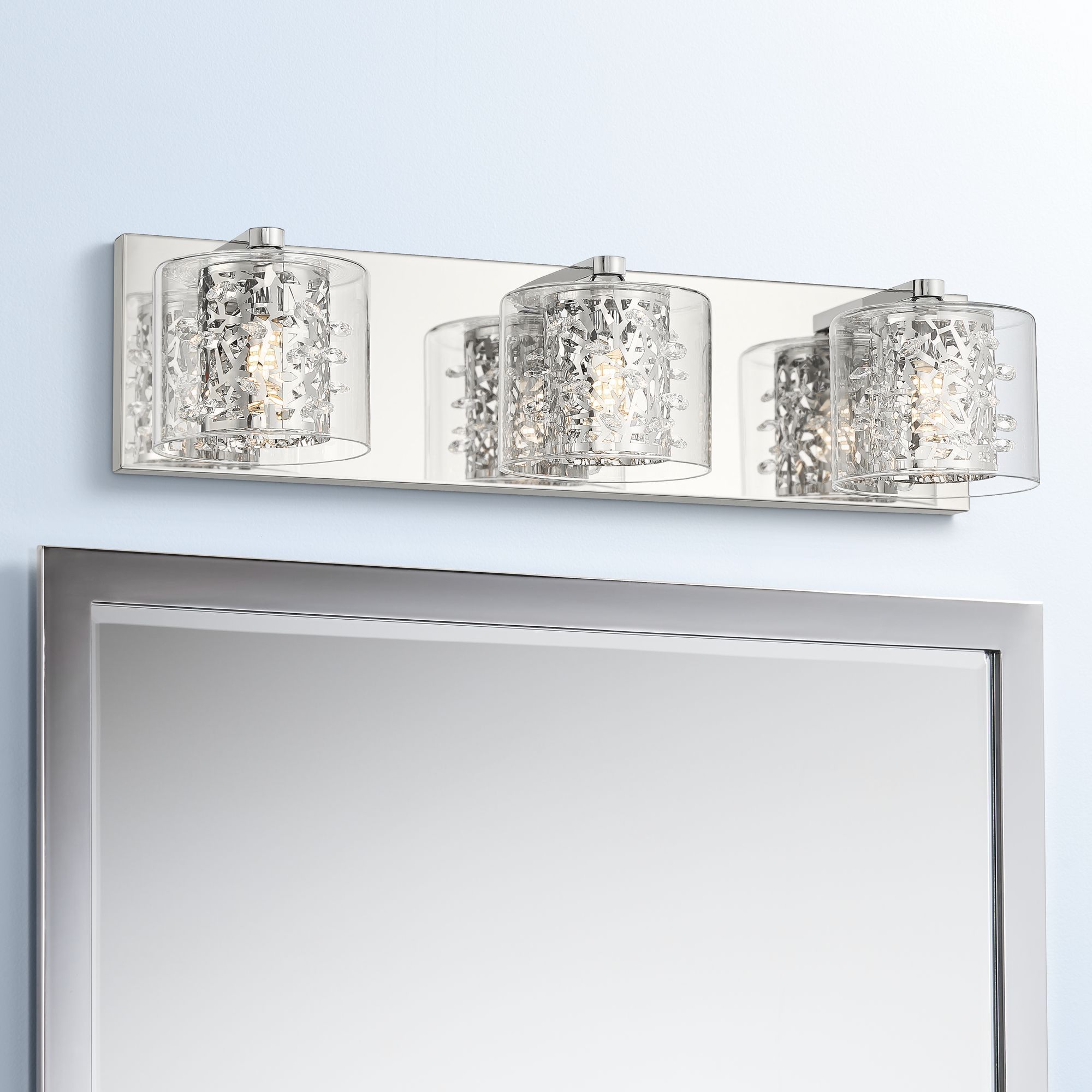 Possini Euro Design Modern Wall Light Led Chrome Hardwired 20 1/2" Wide Intended For Tunable Led Vanity Mirrors (View 14 of 15)