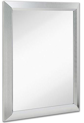 Premium Rectangular Brushed Nickel Wall Mirror | Contemporary Metal With Regard To Brushed Nickel Rectangular Wall Mirrors (View 3 of 15)