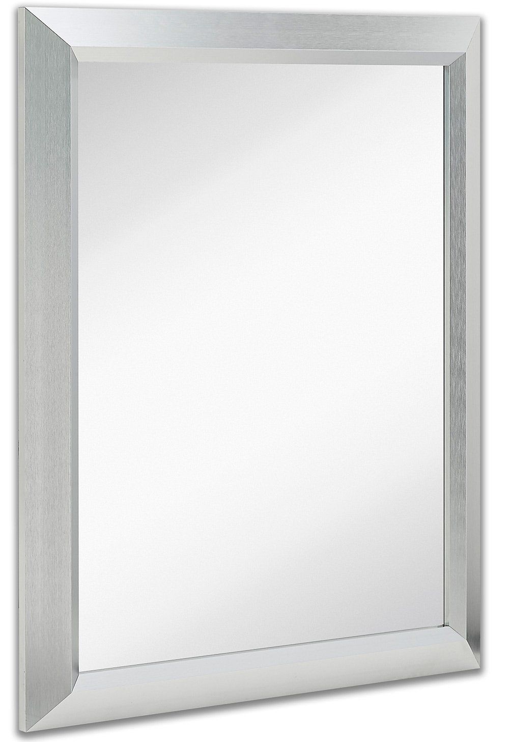 Premium Rectangular Brushed Nickel Wall Mirror | Contemporary Metal With Regard To Hogge Modern Brushed Nickel Large Frame Wall Mirrors (Photo 3 of 15)