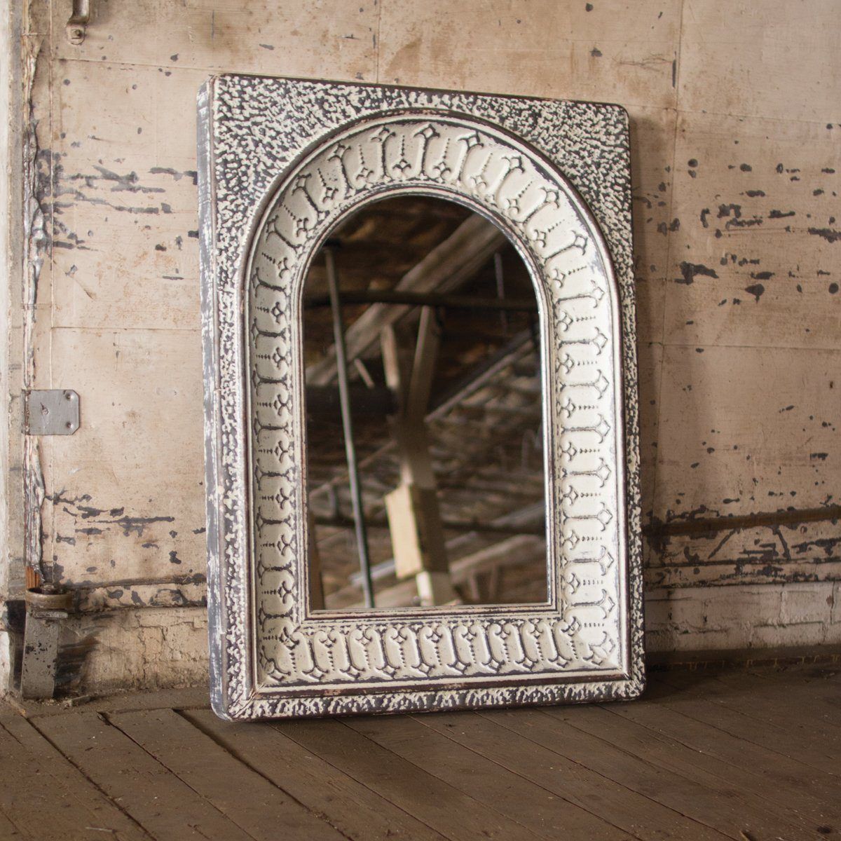 Pressed Metal Arched Wall Mirror | Tin Mirrors, Metal Arch, Mirror Wall For Arch Top Vertical Wall Mirrors (Photo 15 of 15)