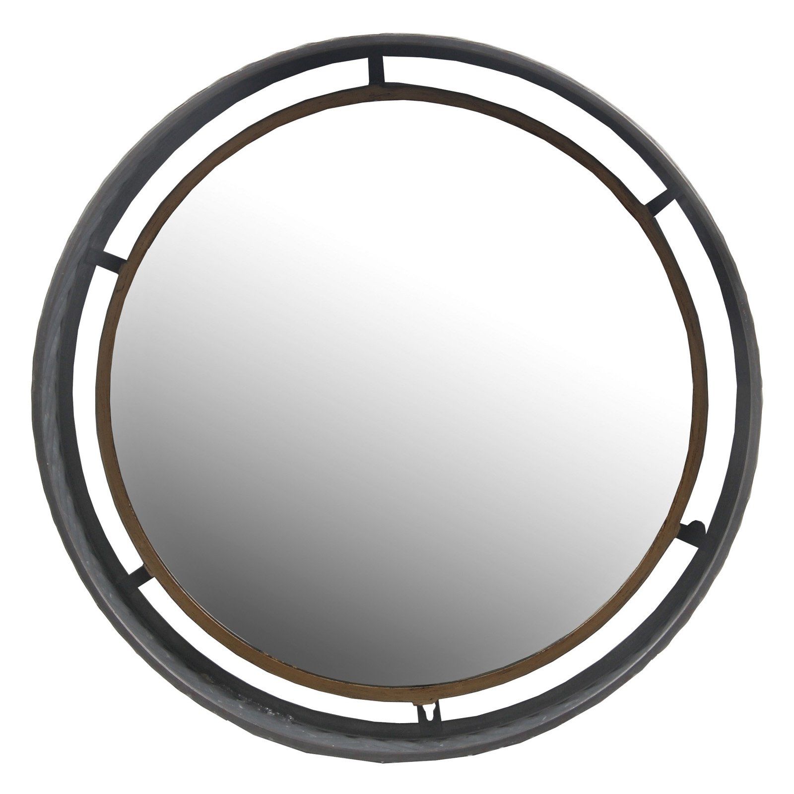 Privilege International Industrial Round Metal Wall Mirror – Walmart With Woven Bronze Metal Wall Mirrors (View 8 of 15)