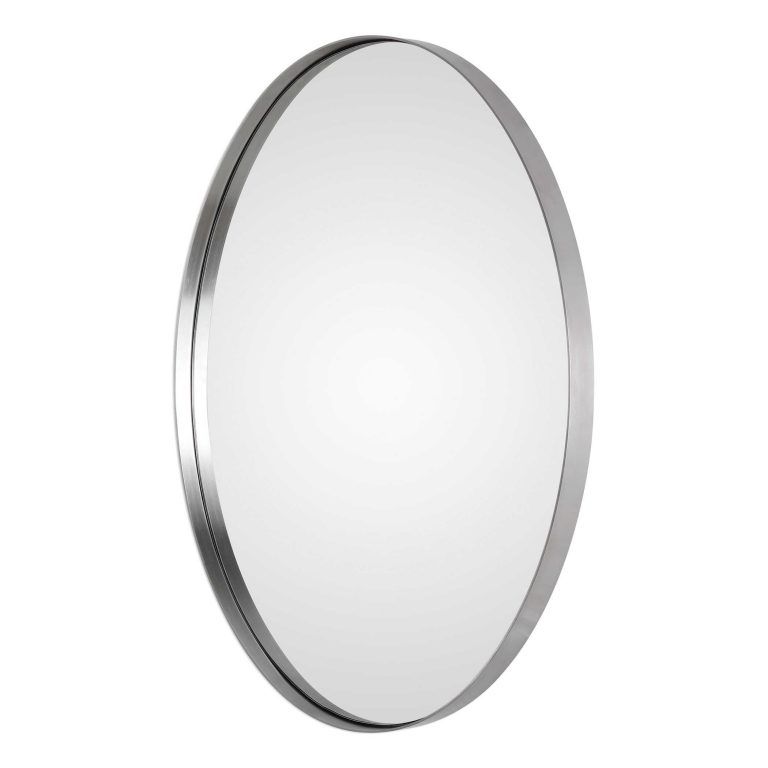 Pursley Brushed Nickel Oval Mirroruttermost 50cm X 76cm Pertaining To Hogge Modern Brushed Nickel Large Frame Wall Mirrors (Photo 15 of 15)