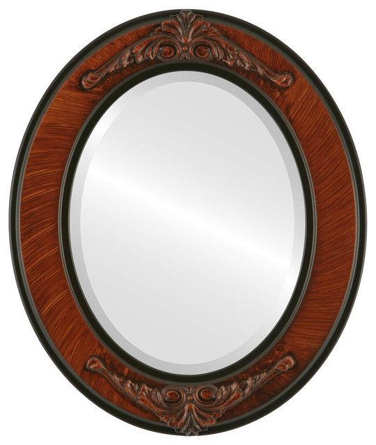 Ramino Framed Oval Mirror In Vintage Walnut – Traditional – Wall Intended For Burnes Oval Traditional Wall Mirrors (View 6 of 15)