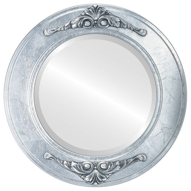 Ramino Framed Round Mirror In Silver Leaf With Black Antique Intended For Metallic Gold Leaf Wall Mirrors (View 6 of 15)