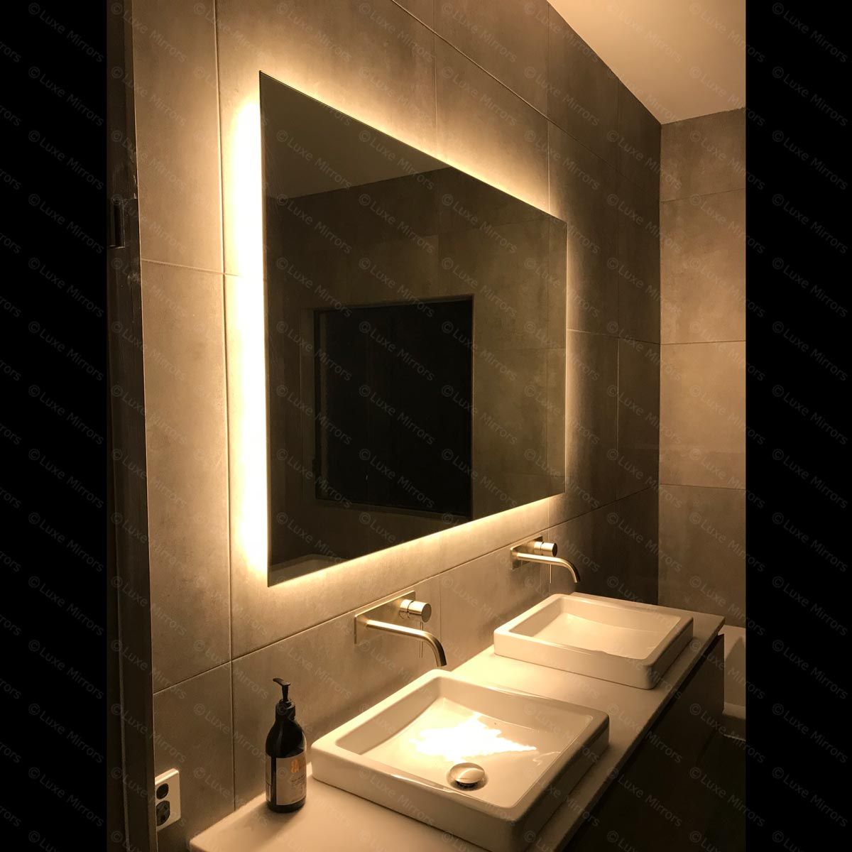 Rear Soft Glow Led Backlit Bathroom Mirror – (90 X 75cm) Or (120 X 80cm With Front Lit Led Wall Mirrors (View 4 of 15)