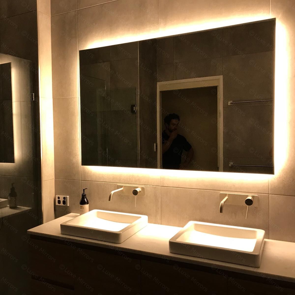 Rear Soft Glow Led Backlit Bathroom Mirror – (90 X 75cm) Or (120 X 80cm With Regard To Edge Lit Square Led Wall Mirrors (View 8 of 15)