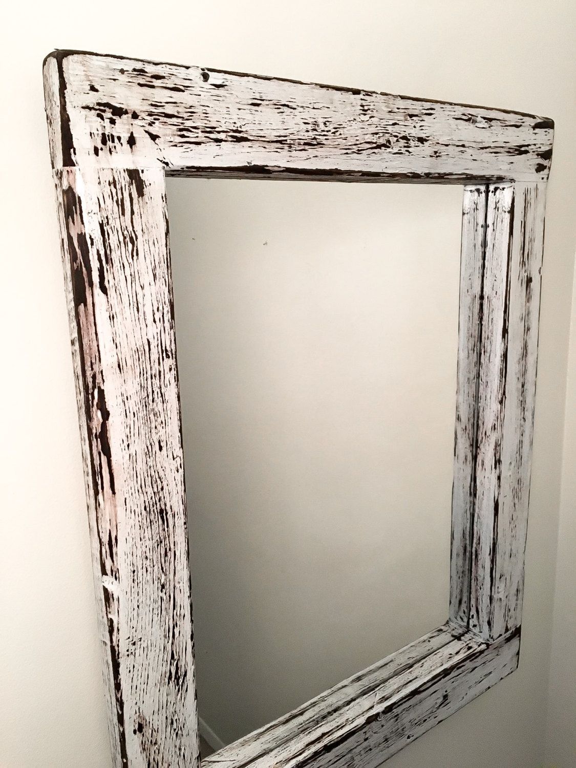 Reclaimed Barn Wood Rustic Wall Mirror / Weathered White / White Washed In White Wood Wall Mirrors (View 12 of 15)