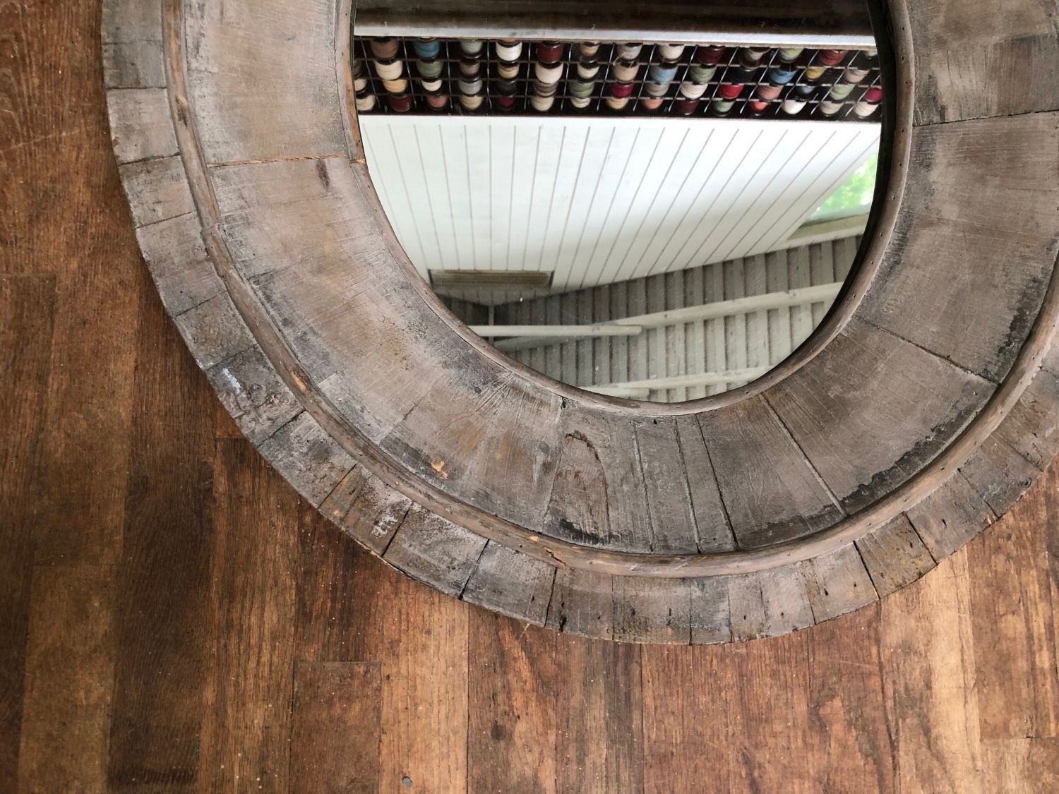 Reclaimed Wood Oval Mirror • The Local Vault With Pfister Oval Wood Wall Mirrors (View 8 of 15)