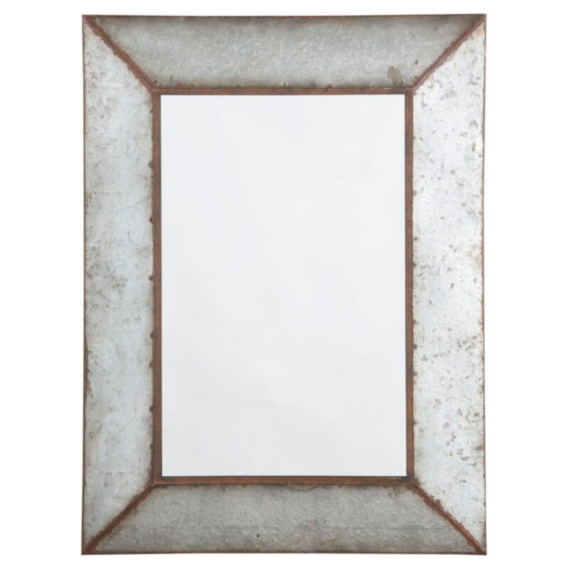 Rectangle Antique Galvanized Metal Accent Mirror & Reviews | Birch Lane With Regard To Lugo Rectangle Accent Mirrors (View 13 of 15)