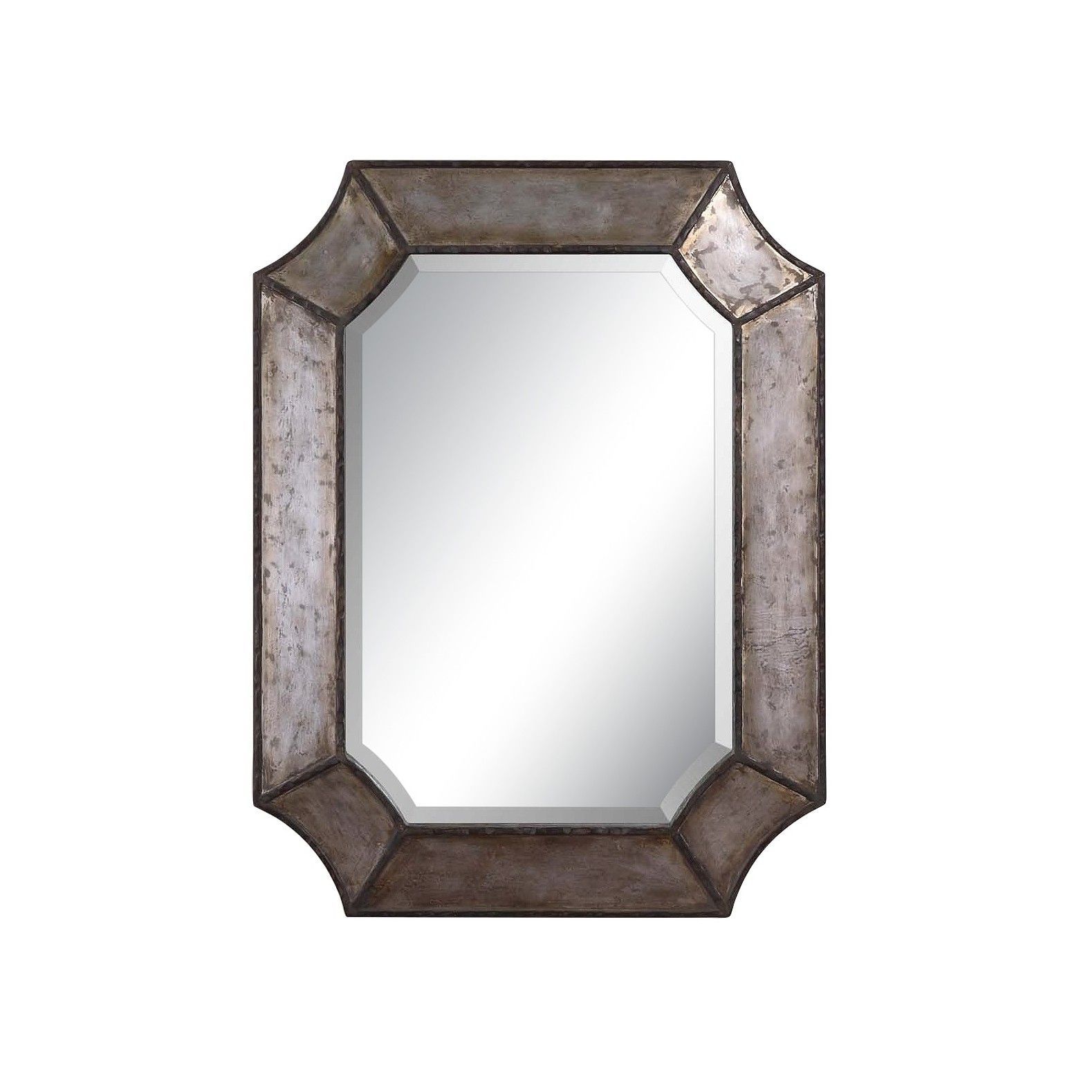 Rectangle Elliot Distressed Aluminum Decorative Wall Mirror – Uttermost For Kristy Rectangular Beveled Vanity Mirrors In Distressed (View 12 of 15)