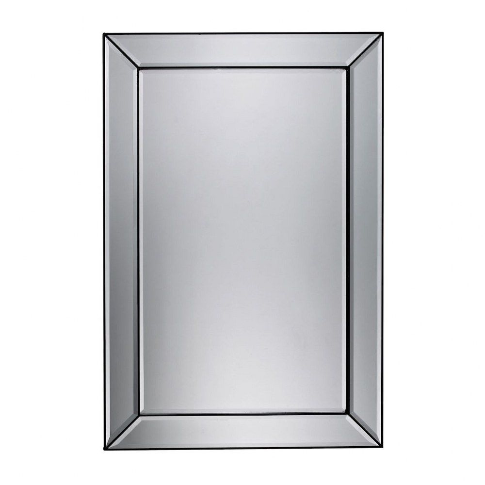 Rectangular Beveled Wall Mirror With Black Linear Accents Made Of Glass Pertaining To Clear Wall Mirrors (View 12 of 15)