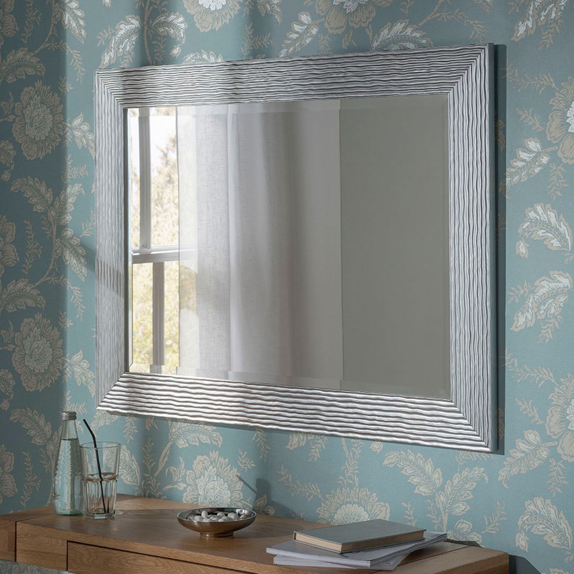 Rectangular Silver Decorative Mirror | Decorative Mirrors Pertaining To Rectangular Grid Wall Mirrors (View 11 of 15)