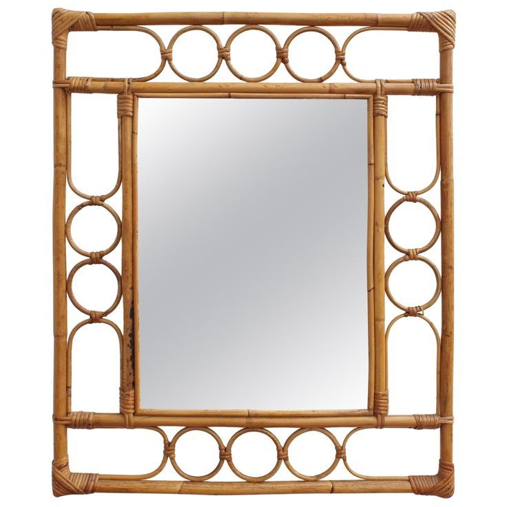 Rectangular Vintage French Rattan Mirror, 'circa 1960s' | Rattan Mirror For Rectangular Bamboo Wall Mirrors (View 6 of 15)