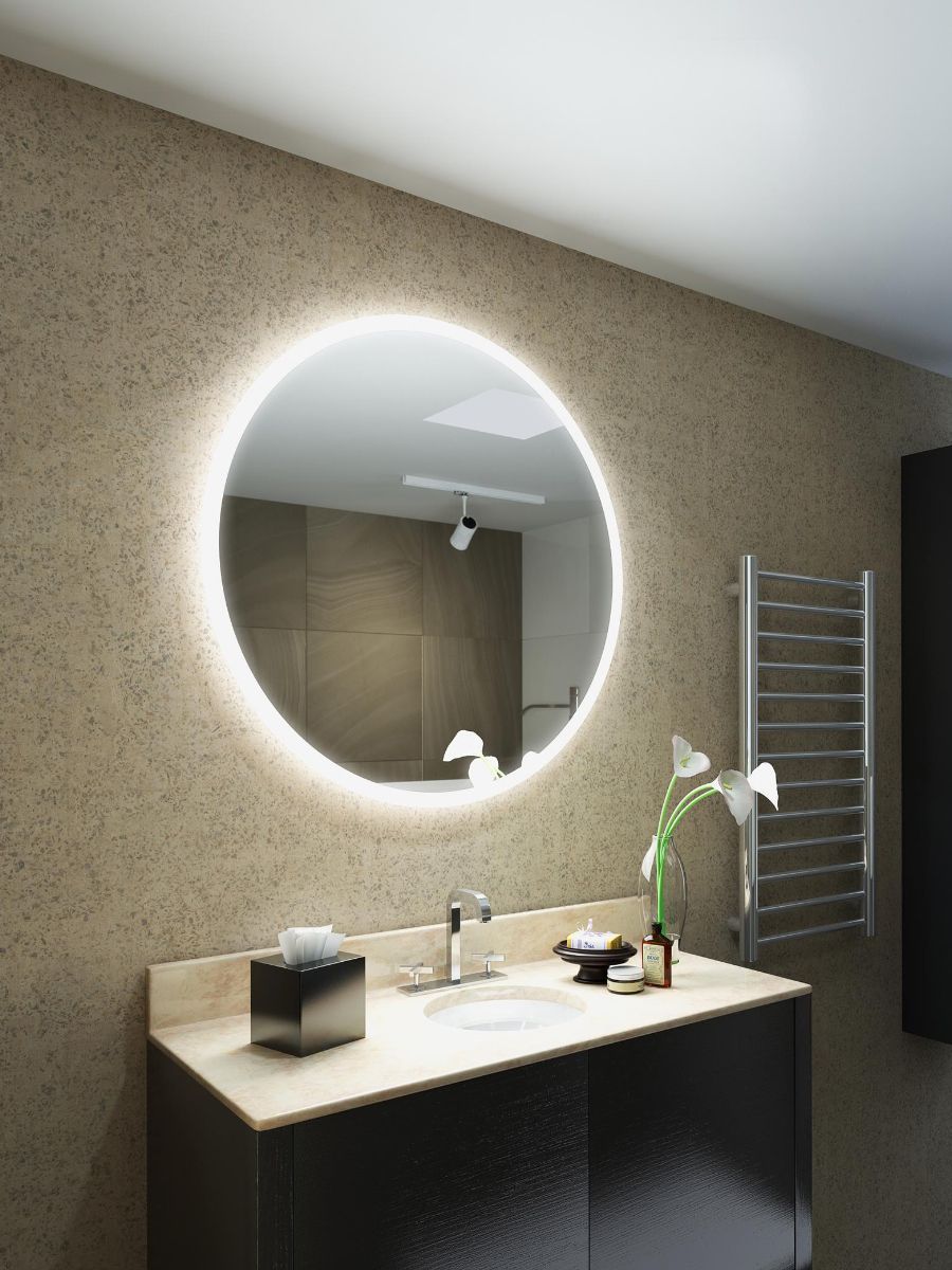 Revo Super Slim Edge Mirror | Bathroom Mirror, Led Mirror Bathroom With Regard To Edge Lit Square Led Wall Mirrors (View 13 of 15)
