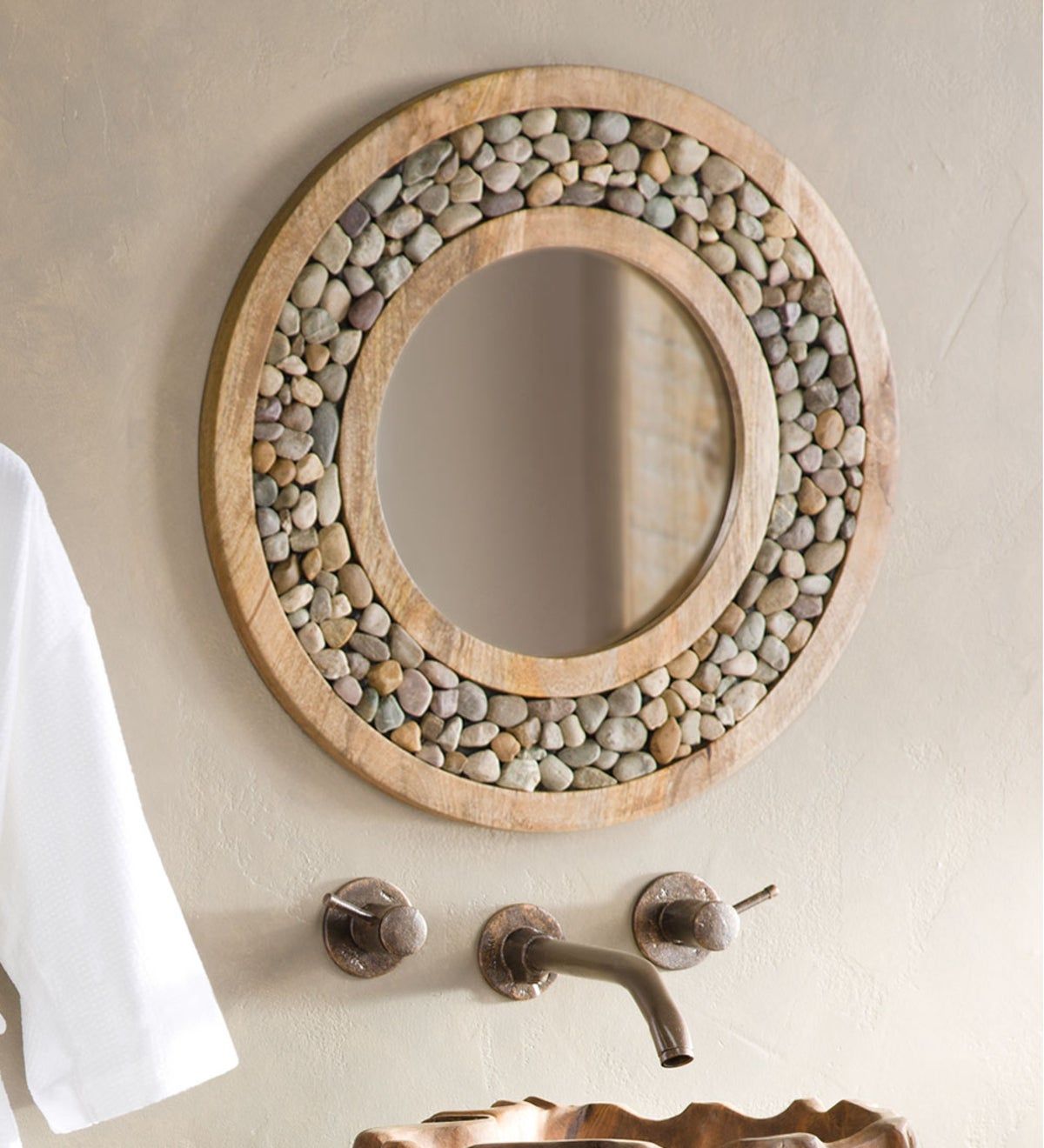 Riverstone Framed Round Accent Mirror | Vivaterra Intended For American Made Accent Wall Mirrors (View 2 of 15)