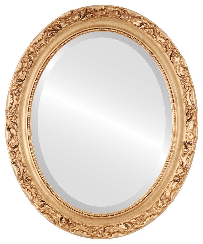 Rome Framed Oval Mirror In Gold Leaf – Traditional – Wall Mirrors – Throughout Gold Leaf And Black Wall Mirrors (View 2 of 15)