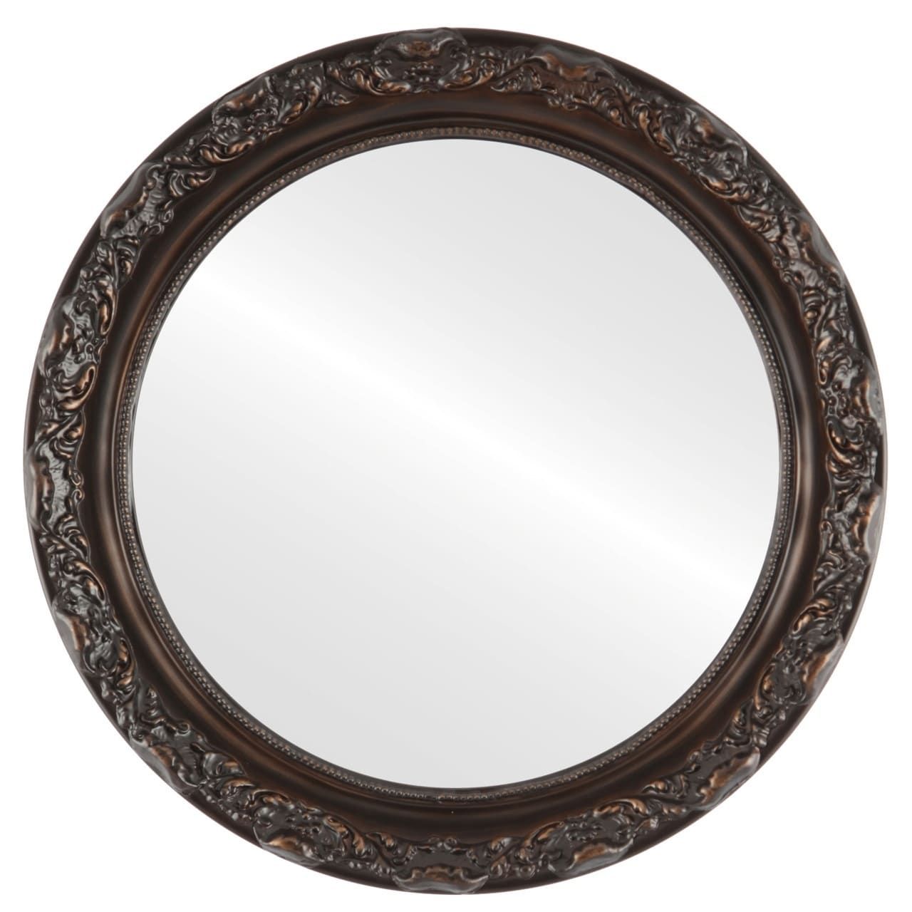 Rome Framed Round Mirror In Rubbed Bronze – Antique Bronze | Ebay Throughout Round Scalloped Wall Mirrors (View 9 of 15)