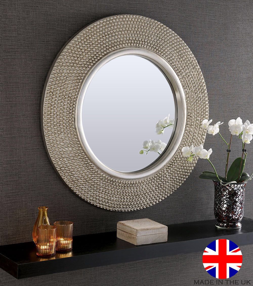 Rome Large Round New Wall Mirror Modern Silver Frame Art Deco Antique Throughout Round Modern Wall Mirrors (View 1 of 15)