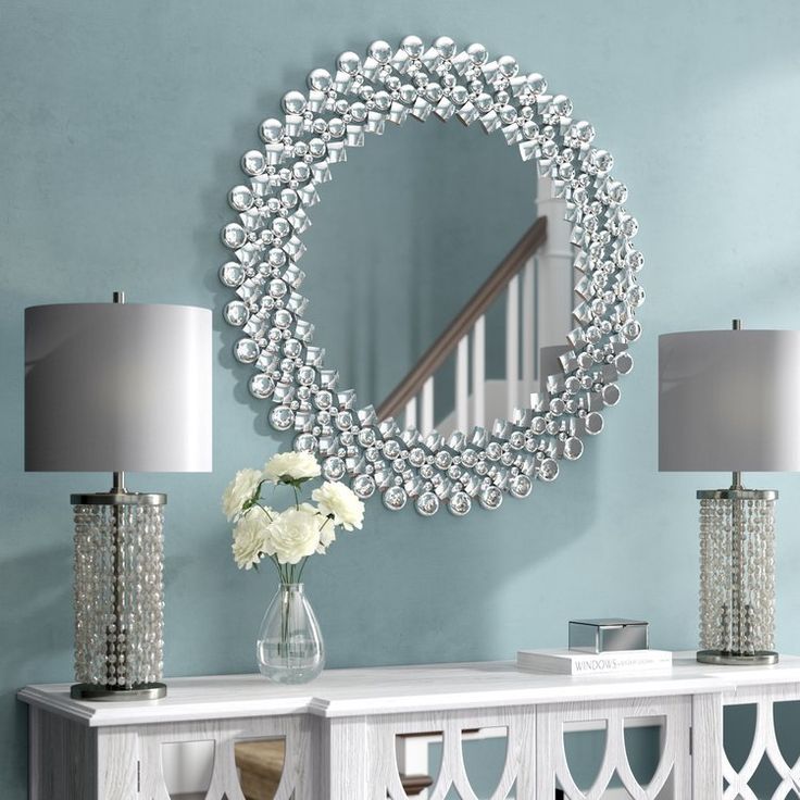 Rosdorf Park Cortright Round Crystal Wall Mirror In 2021 | Crystal Wall Pertaining To Dedrick Decorative Framed Modern And Contemporary Wall Mirrors (View 4 of 15)
