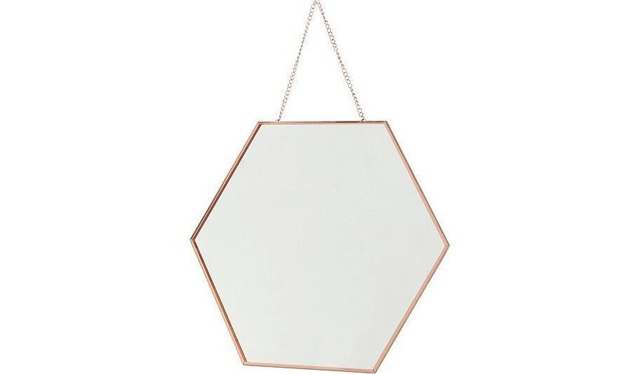 Rose Gold Hexagon Wall Mirror Modern Luxury Copper Metal Frame | In Inside Gold Hexagon Wall Mirrors (View 10 of 15)