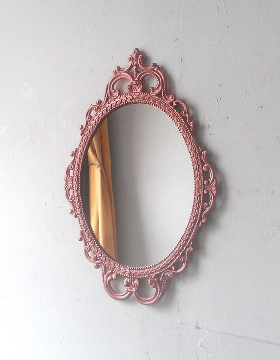 Rose Gold Wall Mirror In Hand Painted Vintage Metal Frame 17 With Regard To Antique Aluminum Wall Mirrors (View 5 of 15)