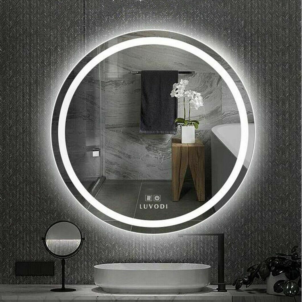 Round Bathroom Vanity Mirror Wall Antifog Mirror With Led Light Inside Back Lit Oval Led Wall Mirrors (View 5 of 15)